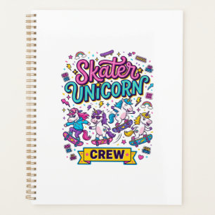 Unicorn Skater Unicorn Crew Retro Style Print on D Planner