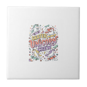 Unicorn Skater Unicorn Crew Whimsical Zazzle Desig Tile