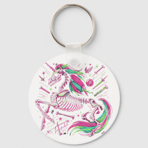 Unicorn Skeleton Fantasy Halloween Punk Rock Zombi Keychain