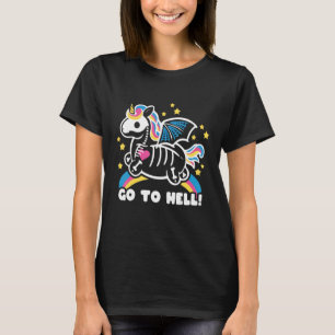 Unicorn Skeleton Halloween Go To Hell T-Shirt