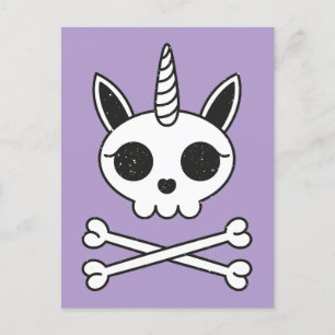 Unicorn Skull and Crossbones Postcard