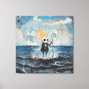 Unicorn Skull Magical Witchy Goth Spider AI Art Canvas Print
