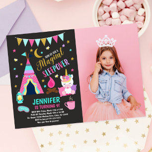 Unicorn Sleepover Party Birthday Invitation