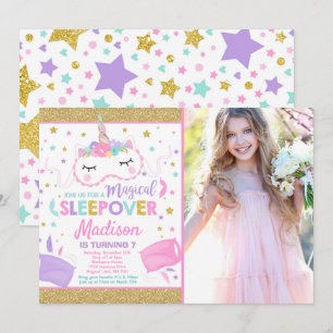 Unicorn Sleepover Party Invitation Slumber Party
