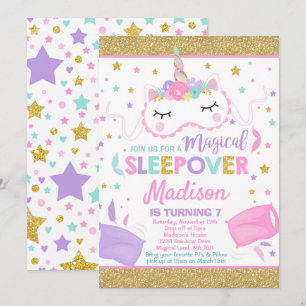 Unicorn Sleepover Party Invitation Slumber Party