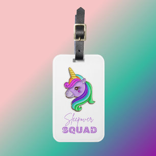 Unicorn Sleepover Squad birthday party Luggage Tag