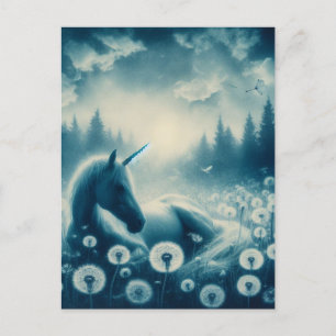 Unicorn Sleeps in Dandylions Postcard