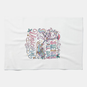 Unicorn Sleigh All Day Unicorn Adorable Sticker an Kitchen Towel
