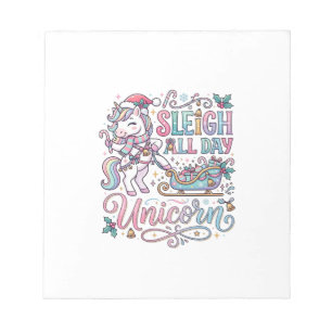Unicorn Sleigh All Day Unicorn Adorable Sticker an Notepad