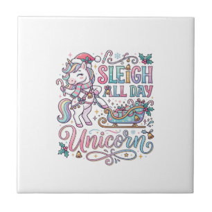Unicorn Sleigh All Day Unicorn Adorable Sticker an Tile