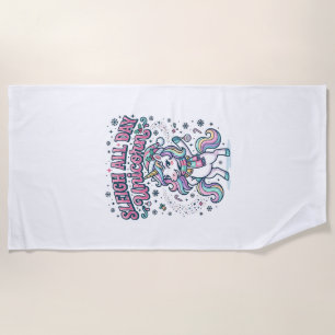 Unicorn Sleigh All Day Unicorn Charming Merch Desi Beach Towel