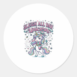 Unicorn Sleigh All Day Unicorn Charming Merch Desi Classic Round Sticker