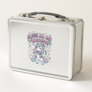 Unicorn Sleigh All Day Unicorn Charming Merch Desi Metal Lunch Box