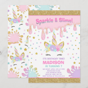 Unicorn Slime Anniversaire Invitation Slime Party
