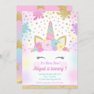 Unicorn Slime Invitation, Slime Party, Unicorn Invitation