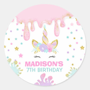 Unicorn Slime Party Favour Tag Sticker Slime Party