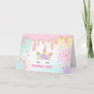 Unicorn Slime Thank You Card Unicorn Slime Party