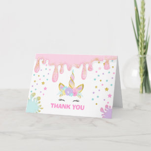 Unicorn Slime Thank You Card Unicorn Slime Party
