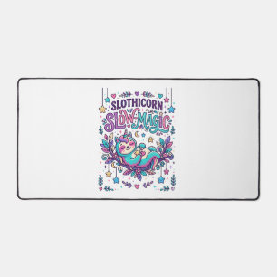 Unicorn Slothicorn Slow Magic Colourful Marketplac Desk Mat