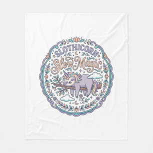 Unicorn Slothicorn Slow Magic Whimsical T-Shirt De Fleece Blanket