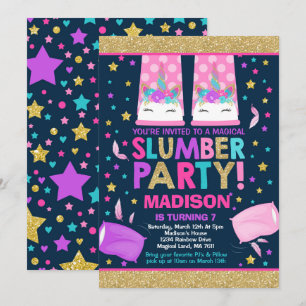 Unicorn Slumber Party Birthday Invitation