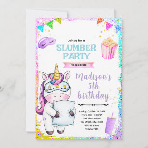 Unicorn slumber Party Invitation
