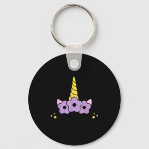 Unicorn Smile Eyelashes Kid Unicorns Flowers Wreat Keychain