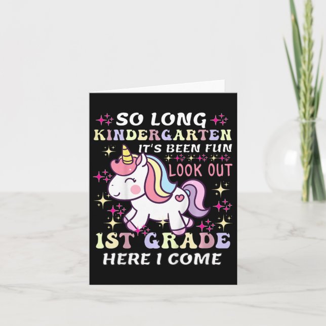 Unicorn So Long Kindergarten Its Been Fun Look Out Card (Front)