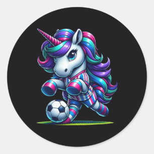 Unicorn Soccer Team Player  Classic Round Sticker