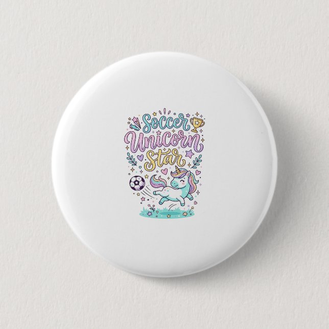 Unicorn Soccer Unicorn Star Cute 2 Inch Round Button (Front)