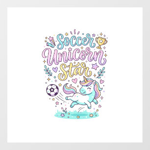 Unicorn Soccer Unicorn Star Cute Window Cling