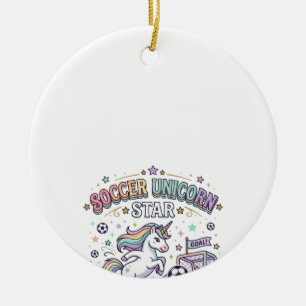 Unicorn Soccer Unicorn Star Funny Vector Design_1 Ceramic Ornament