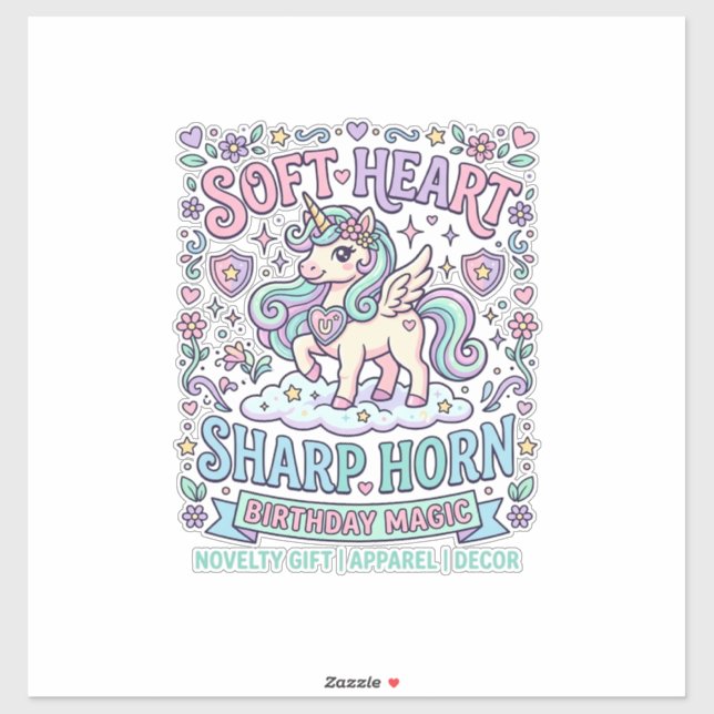 Unicorn Soft Heart Sharp Horn Bold Typography Prod (Sheet)