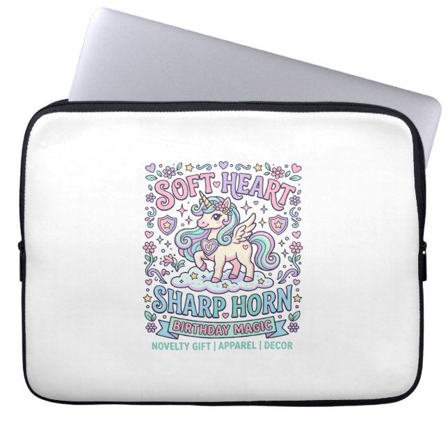 Unicorn Soft Heart Sharp Horn Bold Typography Prod Laptop Sleeve (Front)