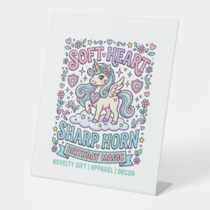 Unicorn Soft Heart Sharp Horn Bold Typography Prod Pedestal Sign