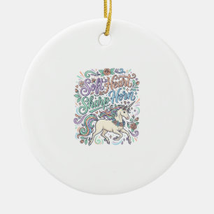 Unicorn Soft Heart Sharp Horn White Background Typ Ceramic Ornament