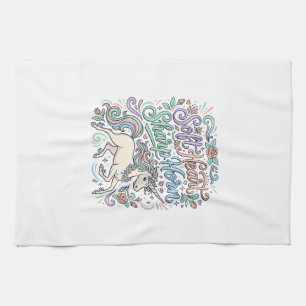 Unicorn Soft Heart Sharp Horn White Background Typ Kitchen Towel