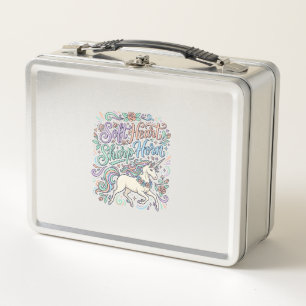 Unicorn Soft Heart Sharp Horn White Background Typ Metal Lunch Box