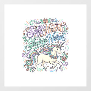Unicorn Soft Heart Sharp Horn White Background Typ Window Cling