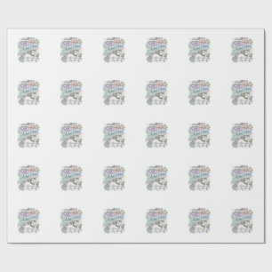 Unicorn Soft Heart Sharp Horn White Background Typ Wrapping Paper