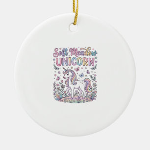 Unicorn Soft Meadow Unicorn Adorable Vector Design Ceramic Ornament