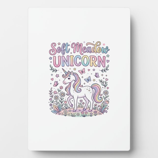 Unicorn Soft Meadow Unicorn Adorable Vector Design Plaque (Front)