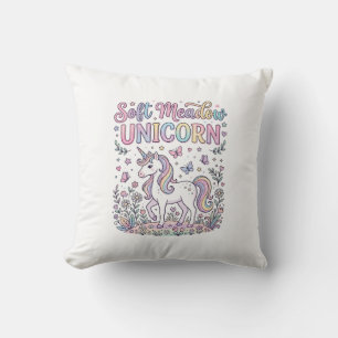 Unicorn Soft Meadow Unicorn Adorable Vector Design Throw Pillow