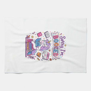 Unicorn Sorry I'm Booked Retro Style Print on Dema Kitchen Towel