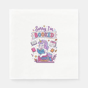 Unicorn Sorry I'm Booked Retro Style Print on Dema Napkin