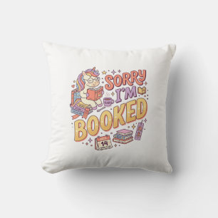 Unicorn Sorry I'm Booked Whimsical Zazzle Design_1 Throw Pillow