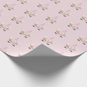 Unicorn Spark Glitter Pink Floral Pastel Girl Lash Wrapping Paper