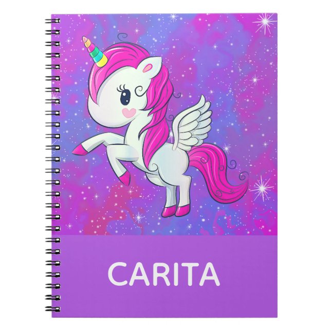 Unicorn Sparkle Personalized Spiral Notebook (Front)