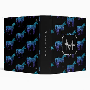 Unicorn Sparkles aqua blue ombre pattern Monogram Binder