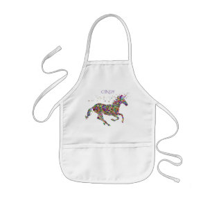 Unicorn sparkling kids apron. Personalized name. Apron